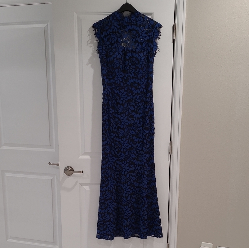 Eliza J *Royal Blue Floral Lace Maxi Formal Dress*